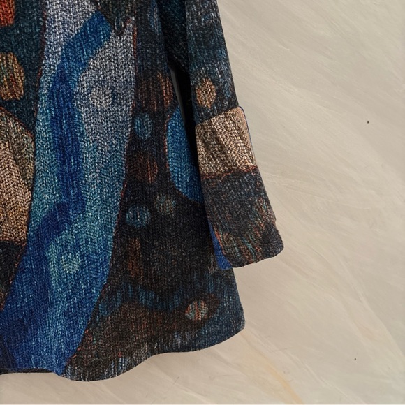 Damee PL Blue/Colorful Big Button 3/4 Bell Sleeves Artsy, Boho Jacket - Picture 12 of 14